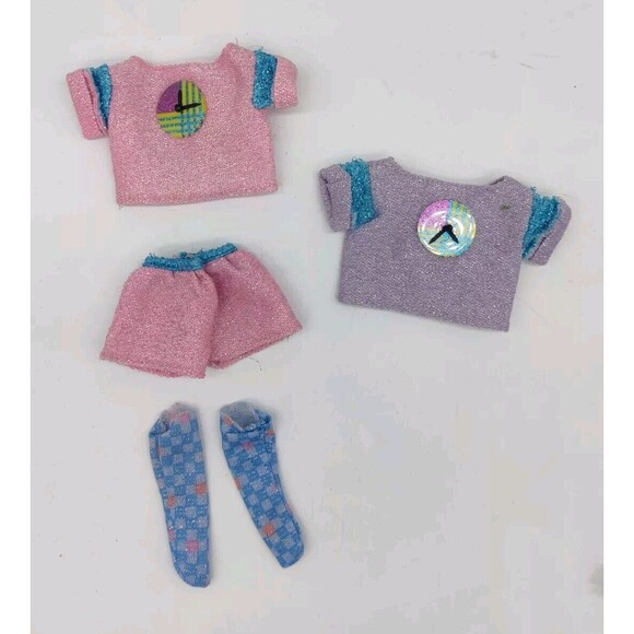 Vintage 1986 Mattel Funtime Barbie Pink Sparkle Outfit Top Shorts Socks + Shirt - Picture 3 of 6